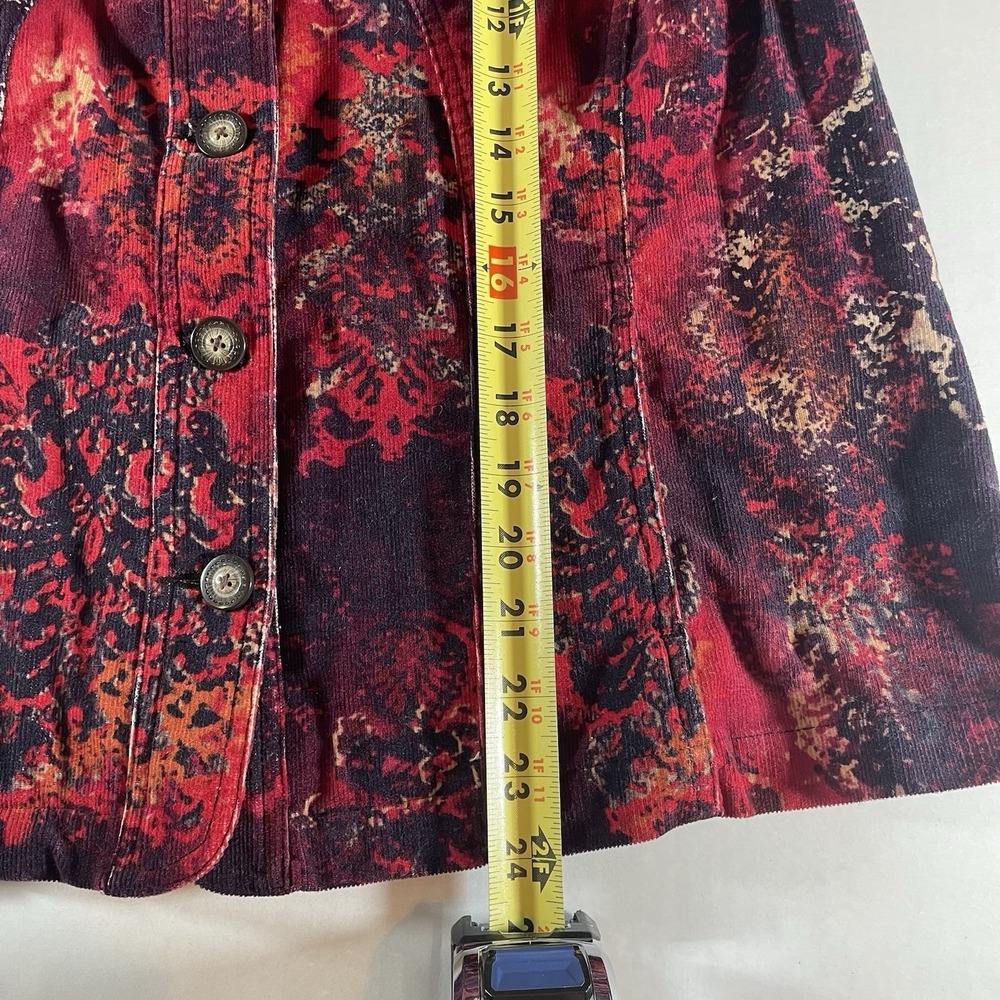 Christopher & Banks Womens Stretch Corduroy Floral Jacket Size XL Button Up - Picture 7 of 7